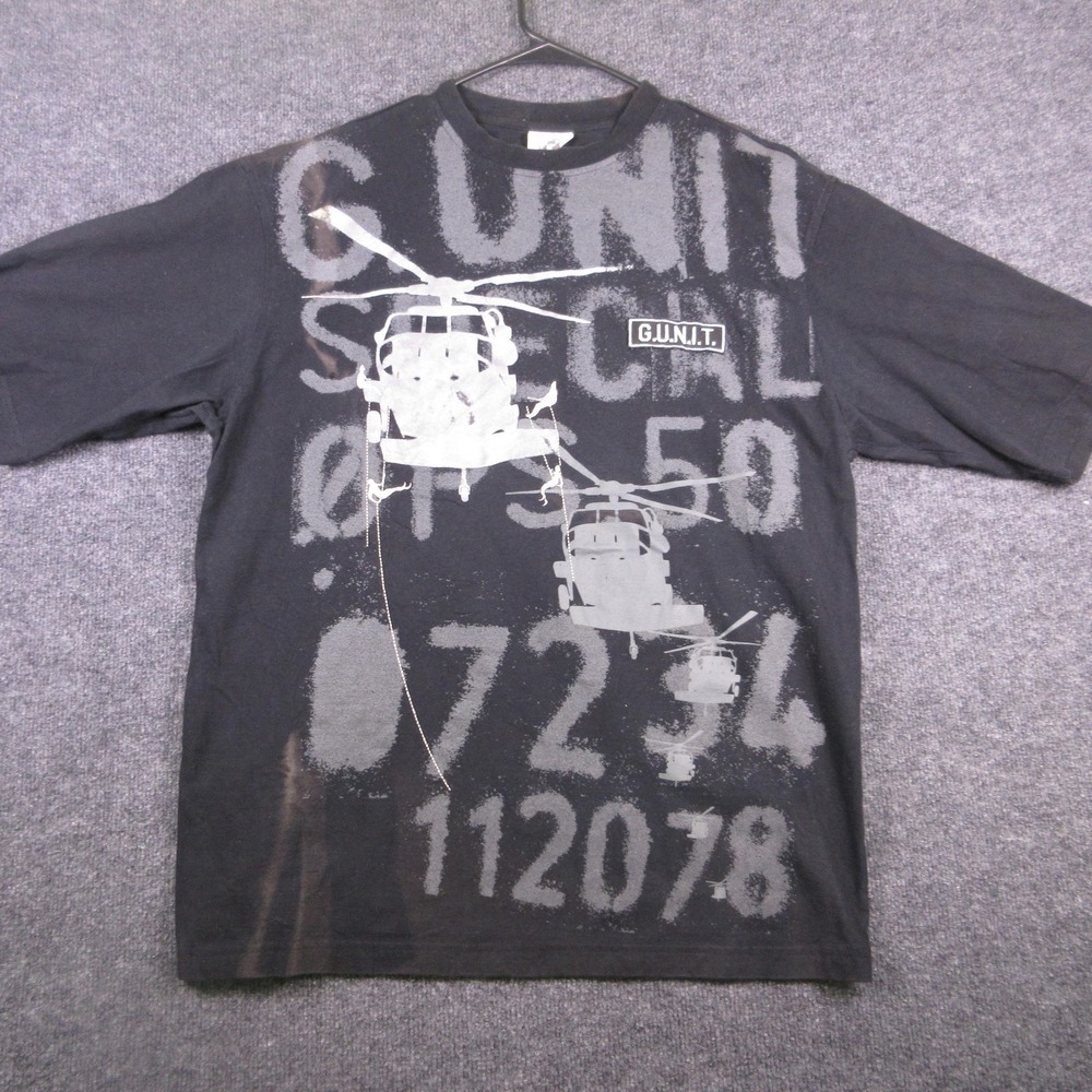 Y2K G-Unit Shirt Mens XL Black Helicopter Graphic Tee Heavy Weight Hip Hop